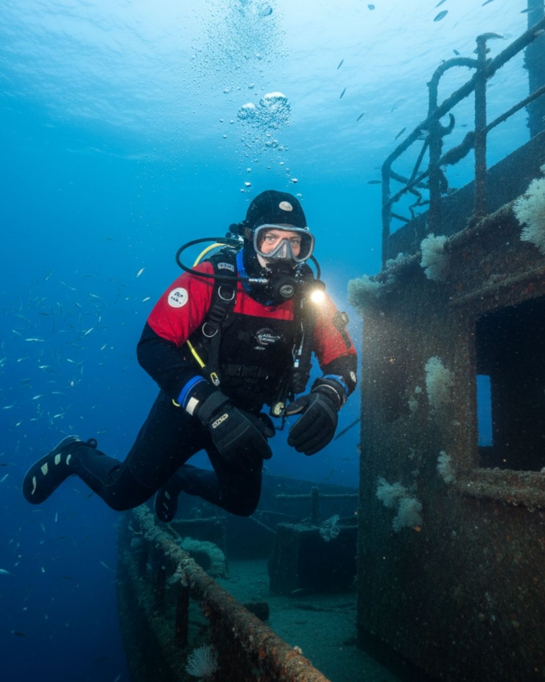Guests getting their dry suit diving qualification