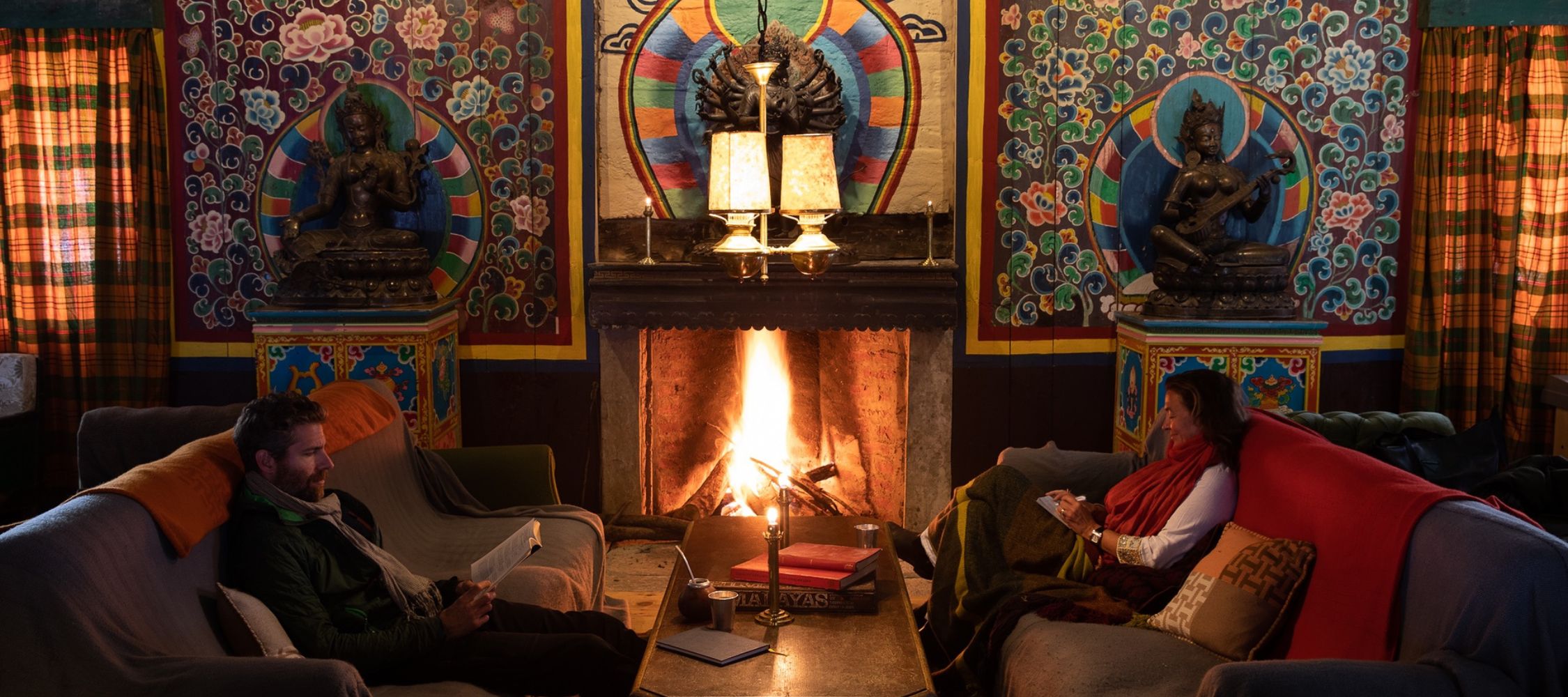 Happy House colourful room with fireplace in Nepal