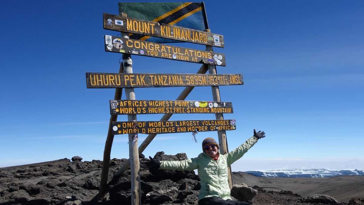 Molly Bradach on Mount Kilimanjaro peak
